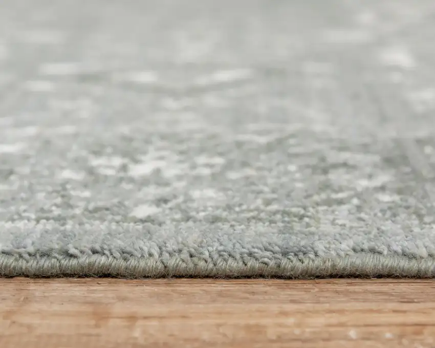 Gray And Ivory New Zealand Lambs Wool Oriental Hand Carved Handmade Area Rug Photo 6