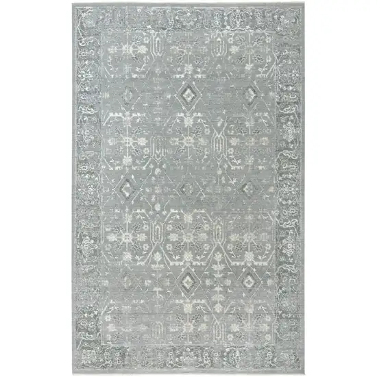 Gray And Ivory New Zealand Lambs Wool Oriental Hand Carved Handmade Area Rug Photo 2