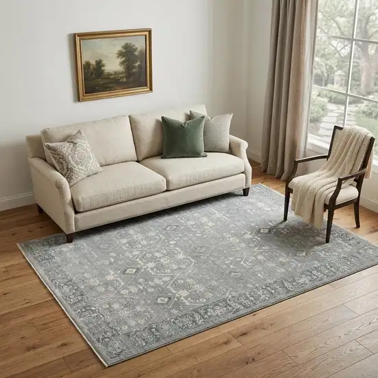Gray And Ivory New Zealand Lambs Wool Oriental Hand Carved Handmade Area Rug Photo 1