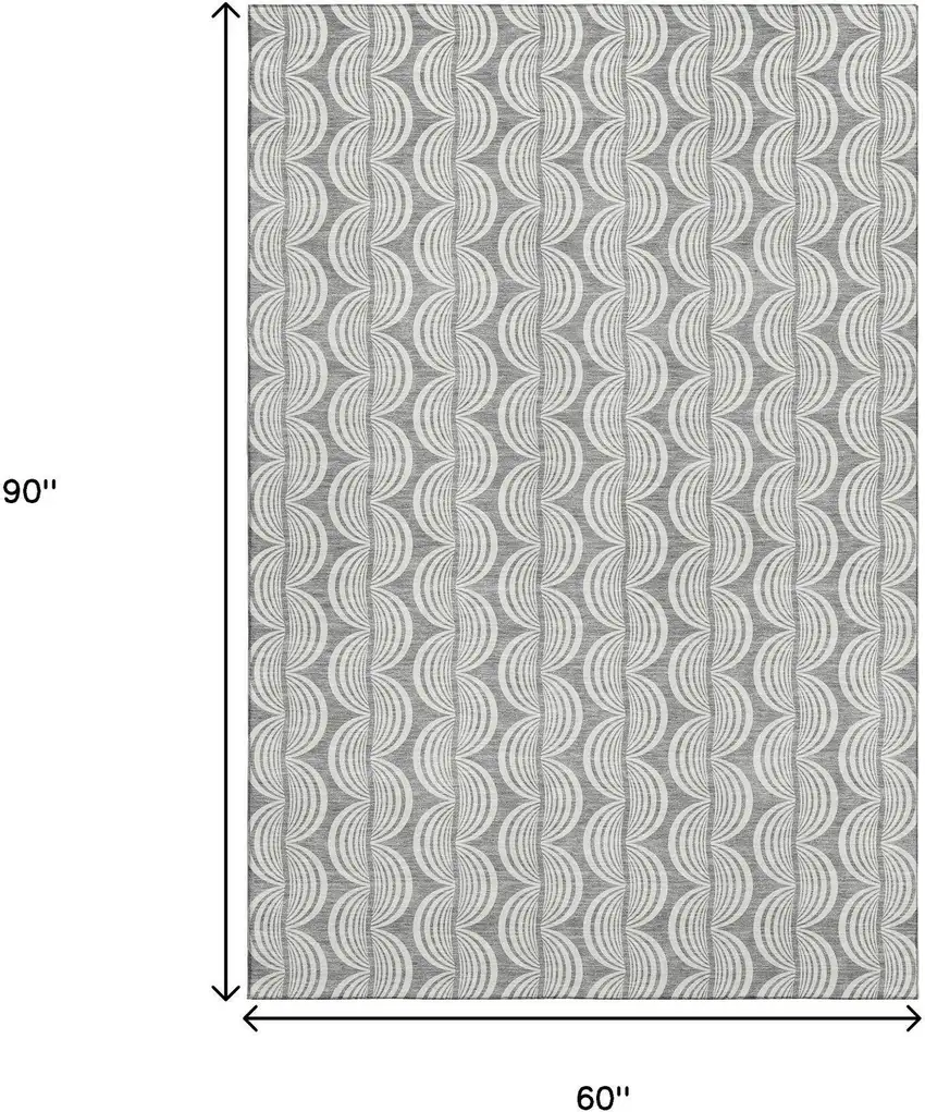 Gray And Ivory Ogee Washable Area Rug With UV Protection Photo 8