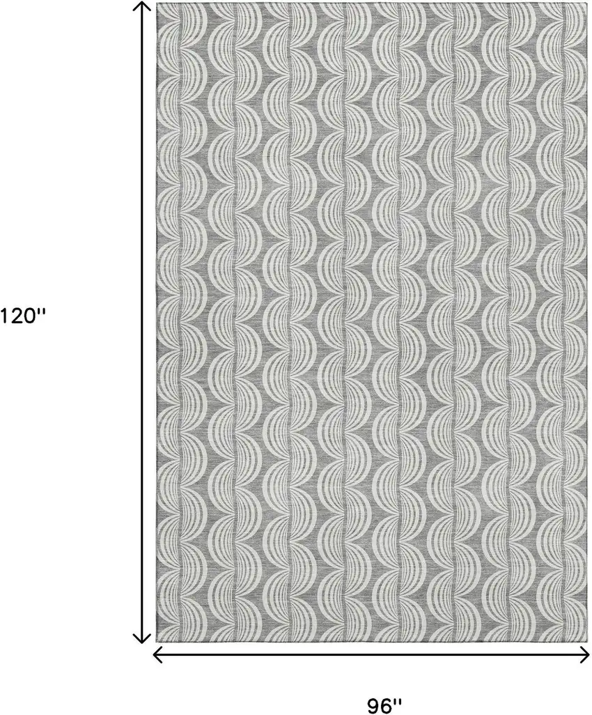 Gray And Ivory Ogee Washable Area Rug With UV Protection Photo 9