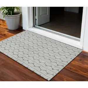 Photo of Gray And Ivory Ogee Washable Indoor Outdoor Area Rug