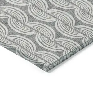 Photo of Gray And Ivory Ogee Washable Indoor Outdoor Area Rug