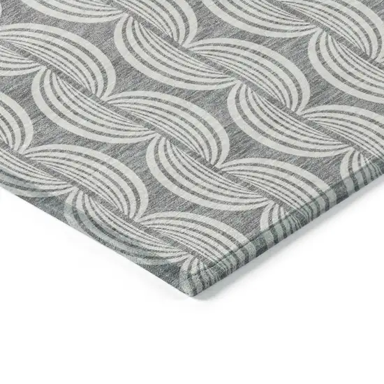 Gray And Ivory Ogee Washable Indoor Outdoor Area Rug Photo 4