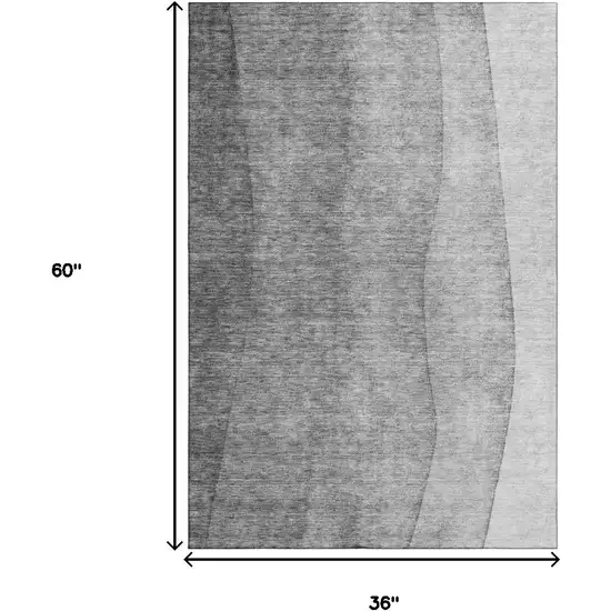 Gray And Ivory Ombre Washable Area Rug With UV Protection Photo 3