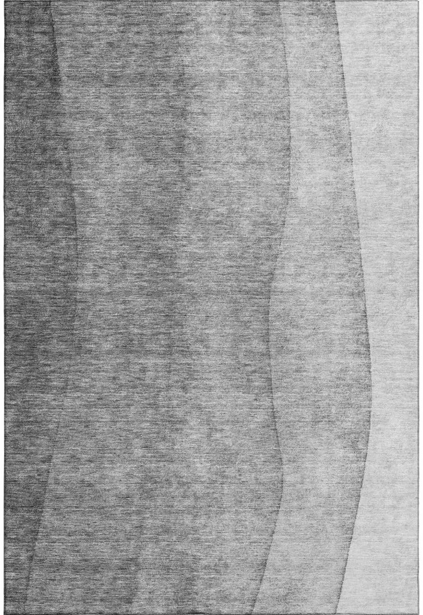 Gray And Ivory Ombre Washable Area Rug With UV Protection Photo 1
