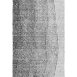 Photo of Gray And Ivory Ombre Washable Area Rug With UV Protection