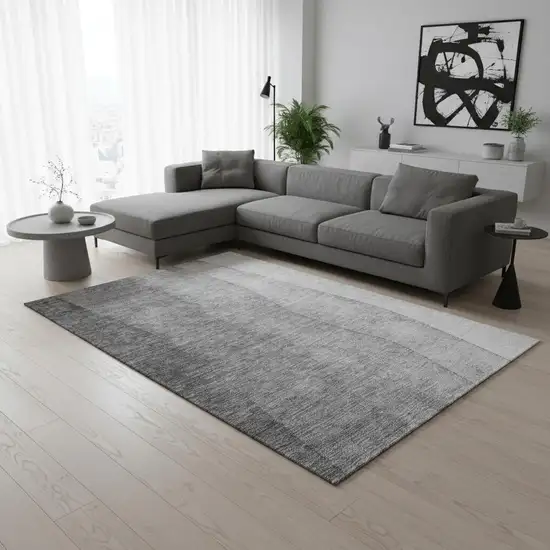 Gray And Ivory Ombre Washable Area Rug With UV Protection Photo 2