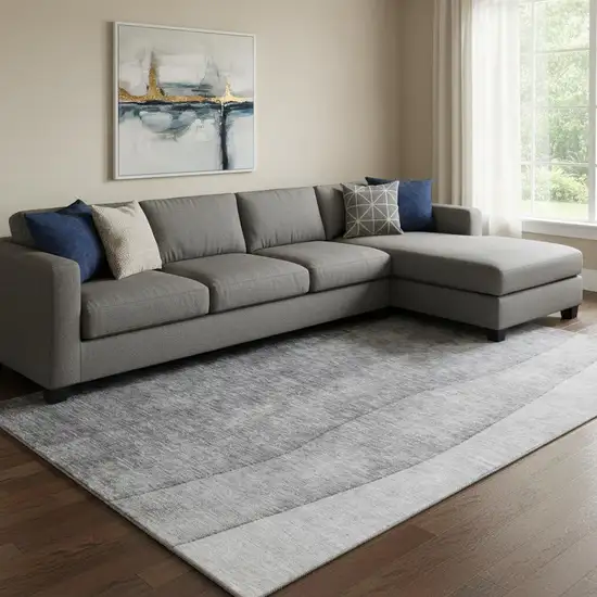 Gray And Ivory Ombre Washable Area Rug With UV Protection Photo 1