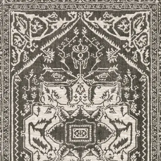 Gray And Ivory Oriental Area Rug Photo 6