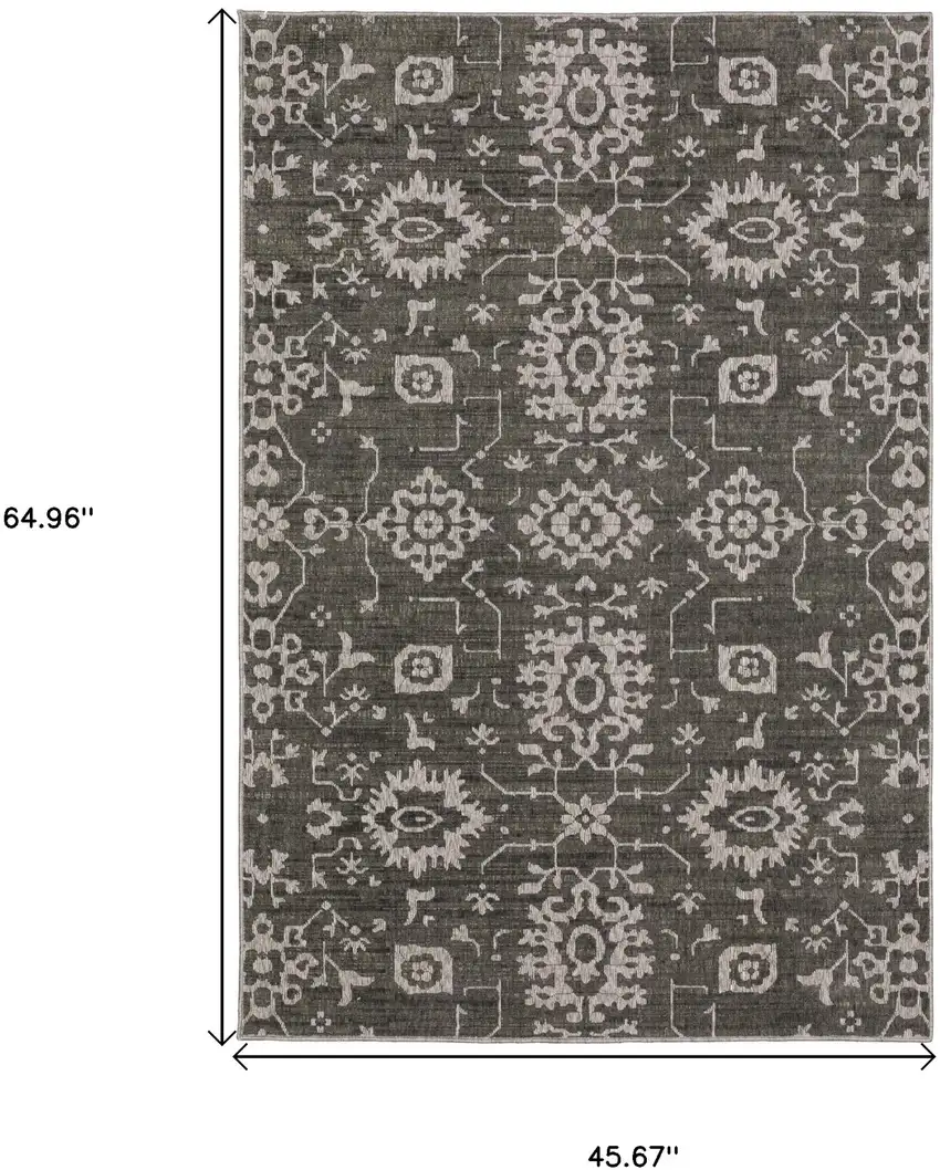 Gray And Ivory Oriental Area Rug Photo 3