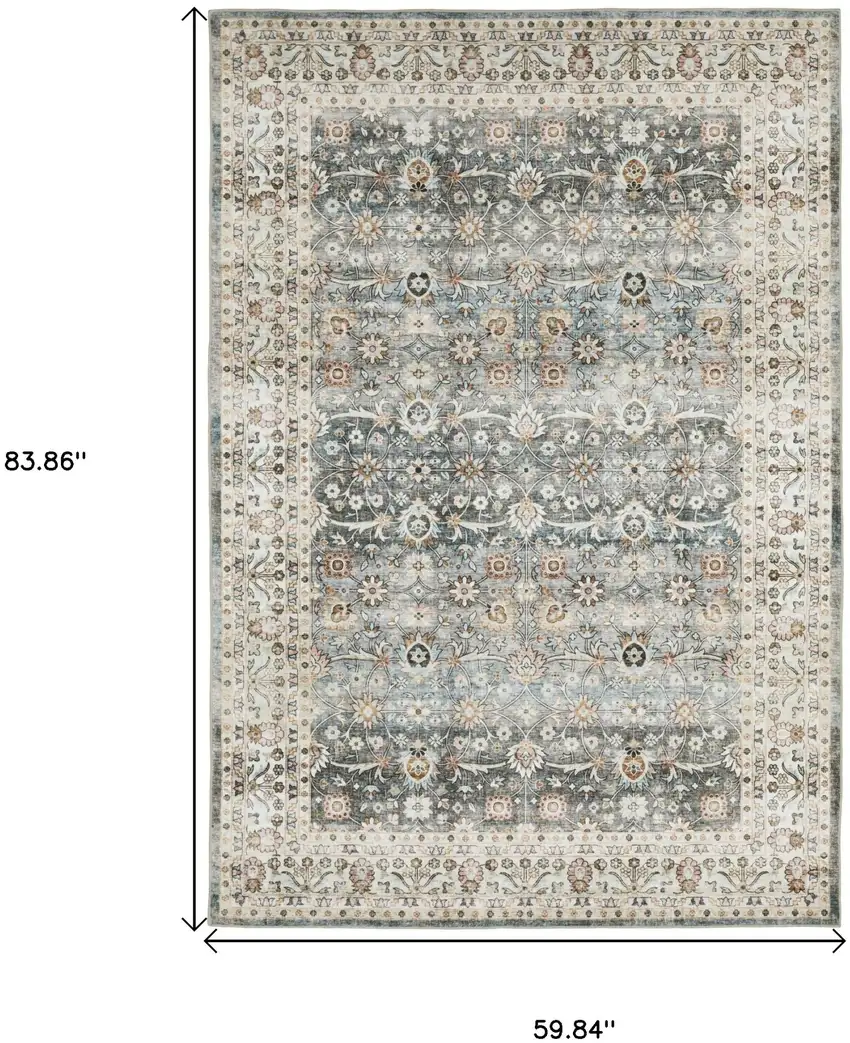 Gray And Ivory Oriental Area Rug Photo 3