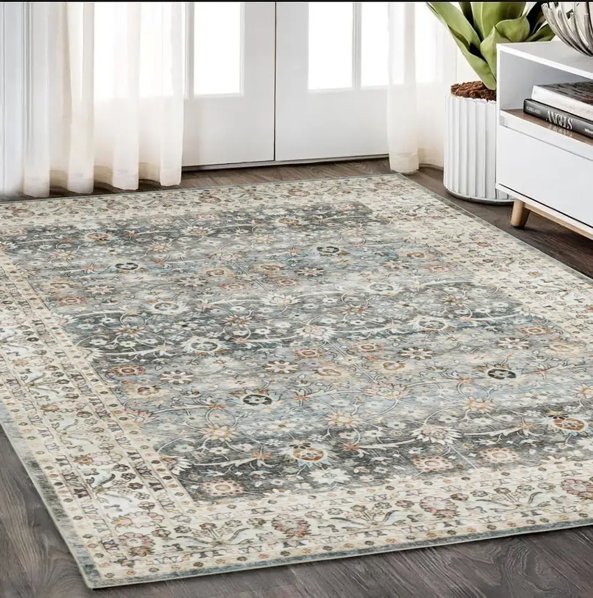 Gray And Ivory Oriental Area Rug Photo 1