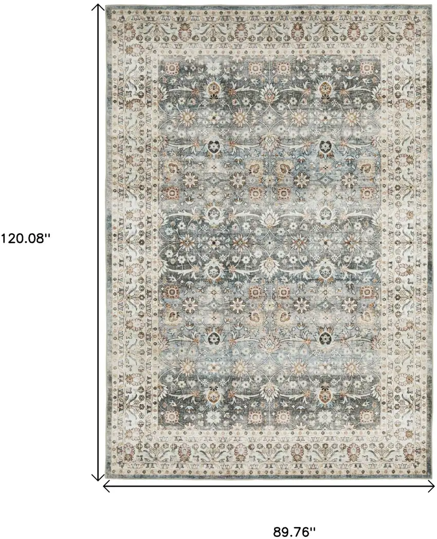 Gray And Ivory Oriental Area Rug Photo 3