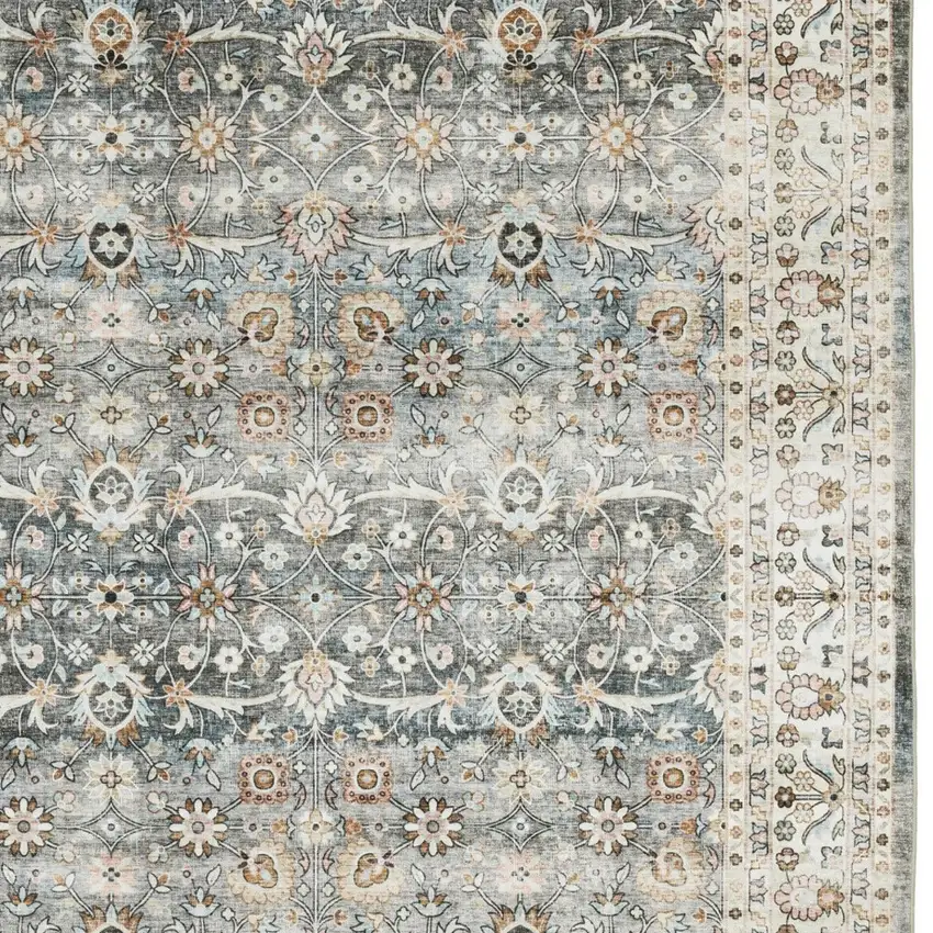 Gray And Ivory Oriental Area Rug Photo 8