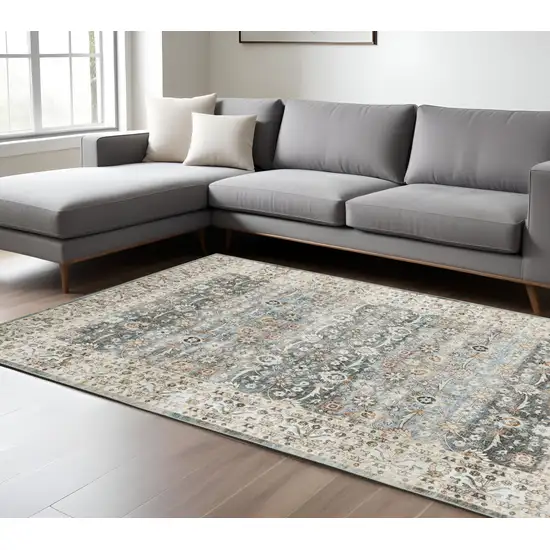 Gray And Ivory Oriental Area Rug Photo 1