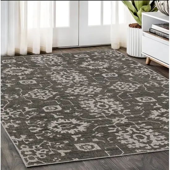 Gray And Ivory Oriental Area Rug Photo 1