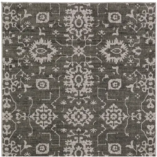 Gray And Ivory Oriental Area Rug Photo 5