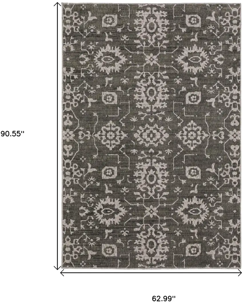 Gray And Ivory Oriental Area Rug Photo 3