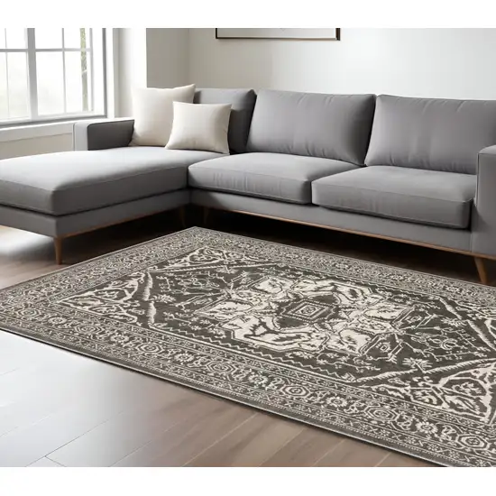 Gray And Ivory Oriental Area Rug Photo 1