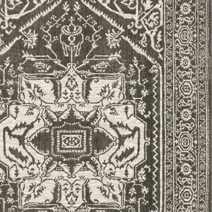 Gray And Ivory Oriental Area Rug Photo 6