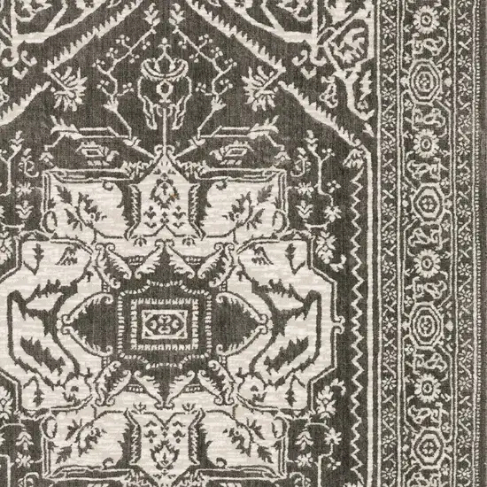 Gray And Ivory Oriental Area Rug Photo 6
