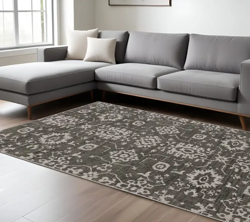 Gray And Ivory Oriental Area Rug Photo 1