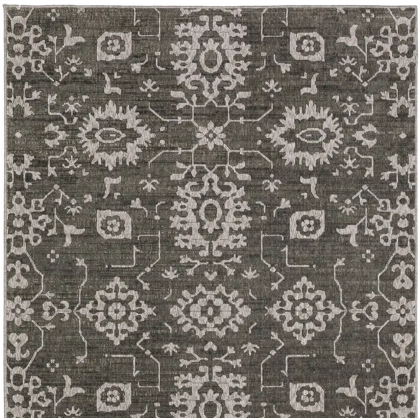 Gray And Ivory Oriental Area Rug Photo 8