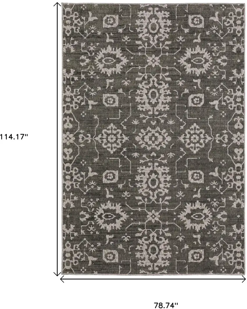 Gray And Ivory Oriental Area Rug Photo 3