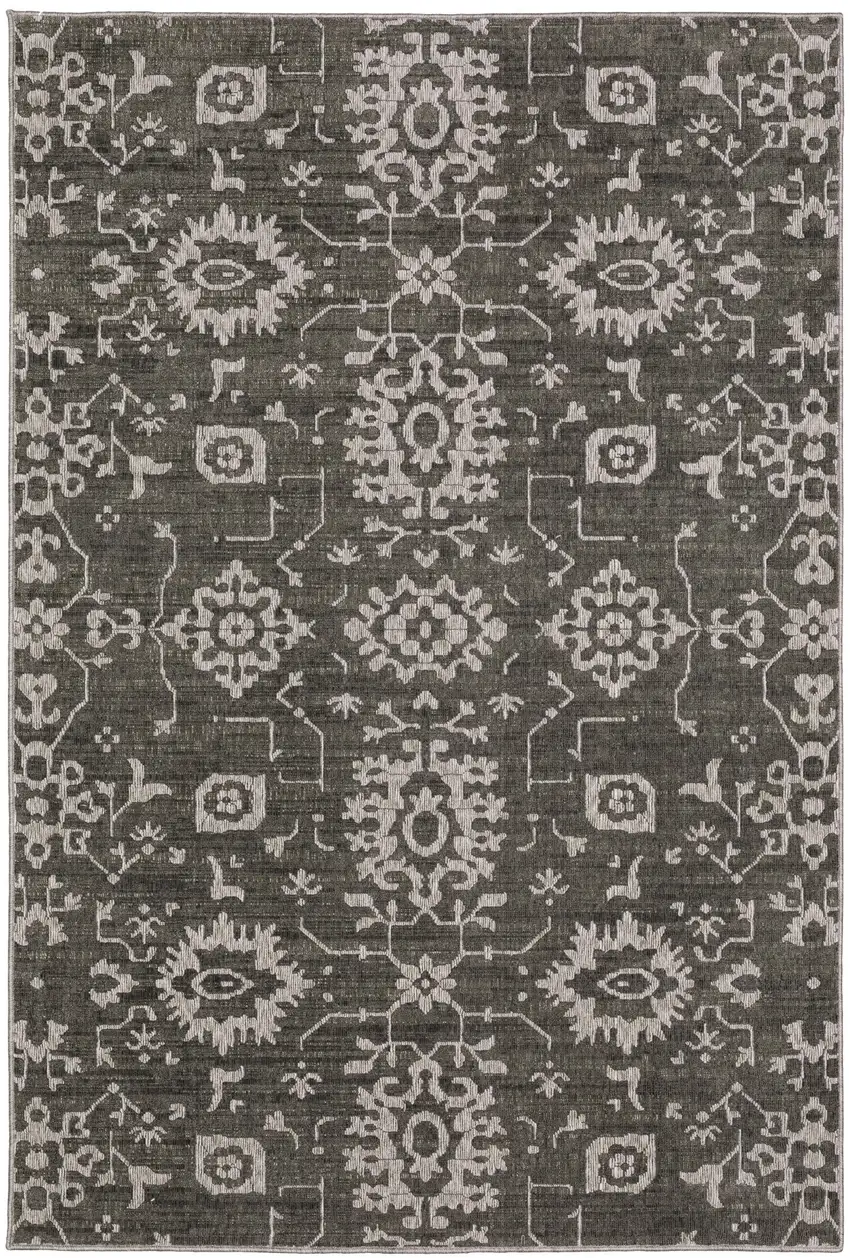 Gray And Ivory Oriental Area Rug Photo 2
