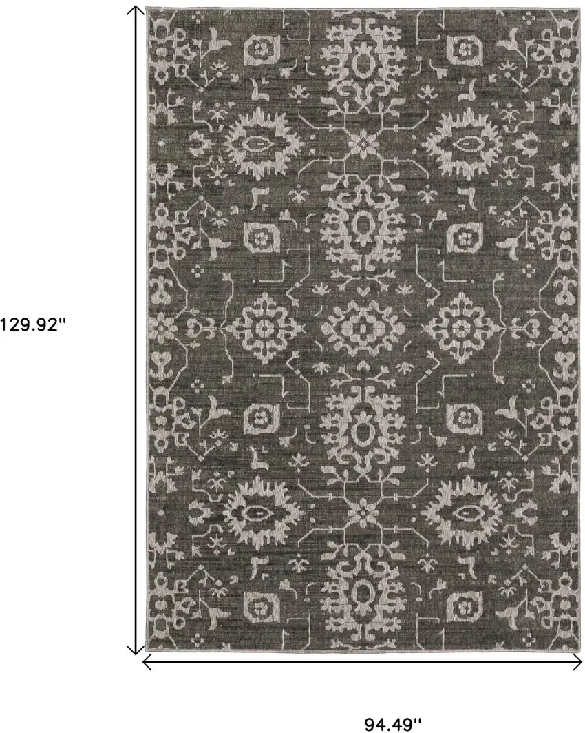 Gray And Ivory Oriental Area Rug Photo 3