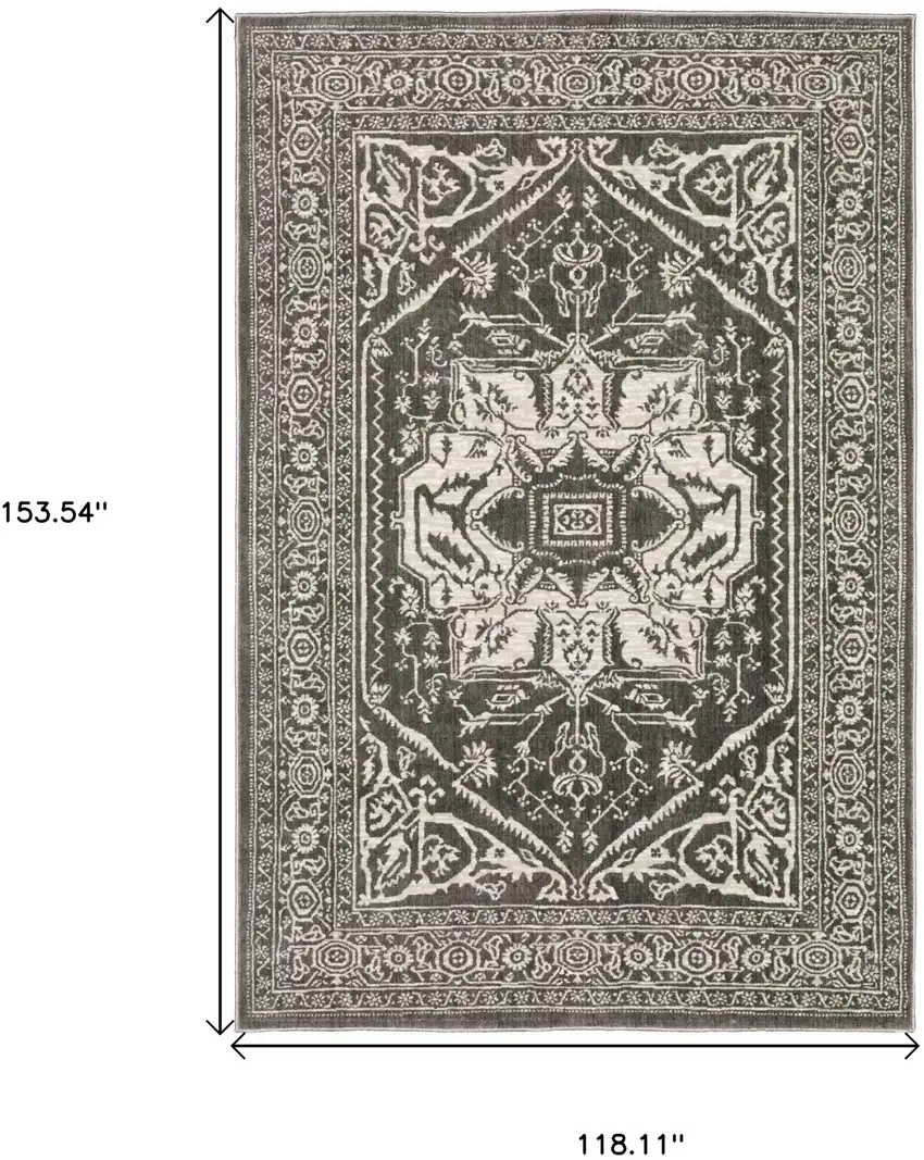 Gray And Ivory Oriental Area Rug Photo 3