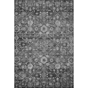 Photo of Gray And Ivory Oriental Washable Area Rug With UV Protection
