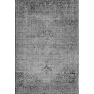 Photo of Gray And Ivory Oriental Washable Area Rug With UV Protection