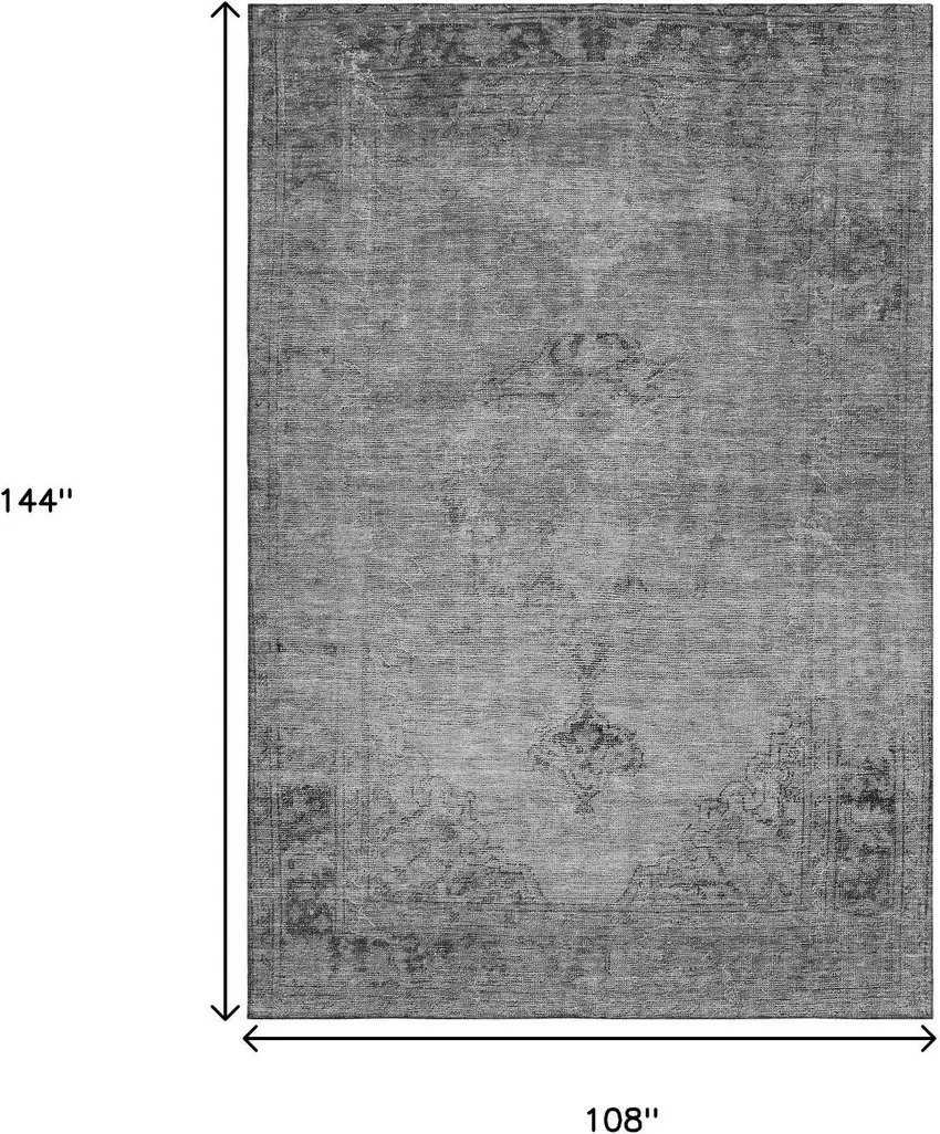 Gray And Ivory Oriental Washable Area Rug With UV Protection Photo 3