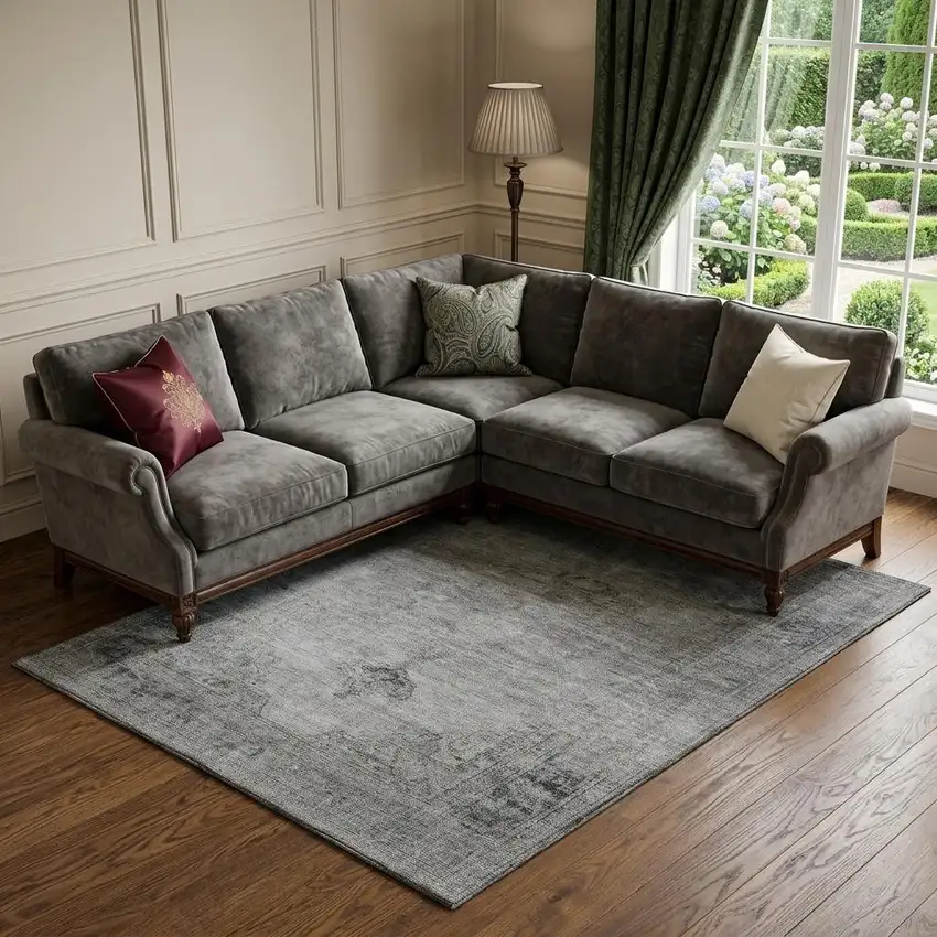 Gray And Ivory Oriental Washable Area Rug With UV Protection Photo 1