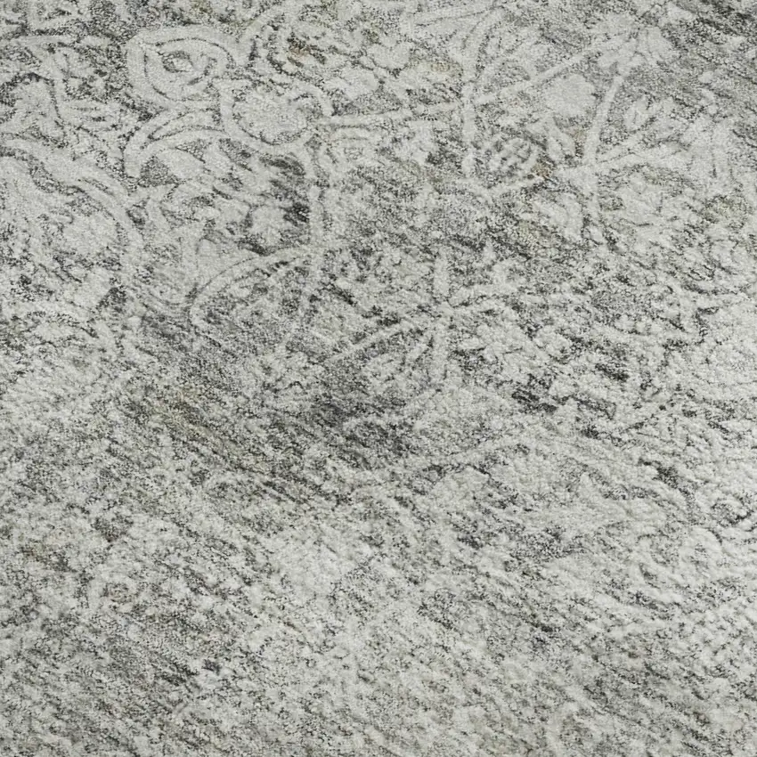 Gray And Ivory Oriental Washable Area Rug With UV Protection Photo 3