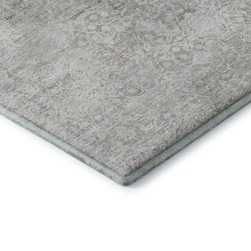 Gray And Ivory Oriental Washable Area Rug With UV Protection Photo 8
