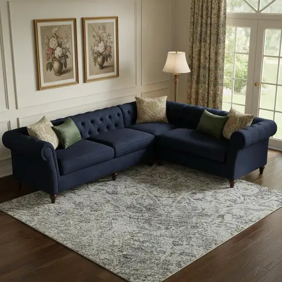 Gray And Ivory Oriental Washable Area Rug With UV Protection Photo 2