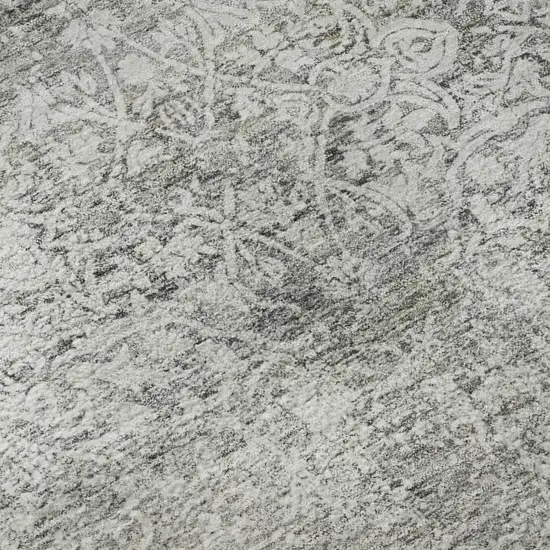 Gray And Ivory Oriental Washable Area Rug With UV Protection Photo 1