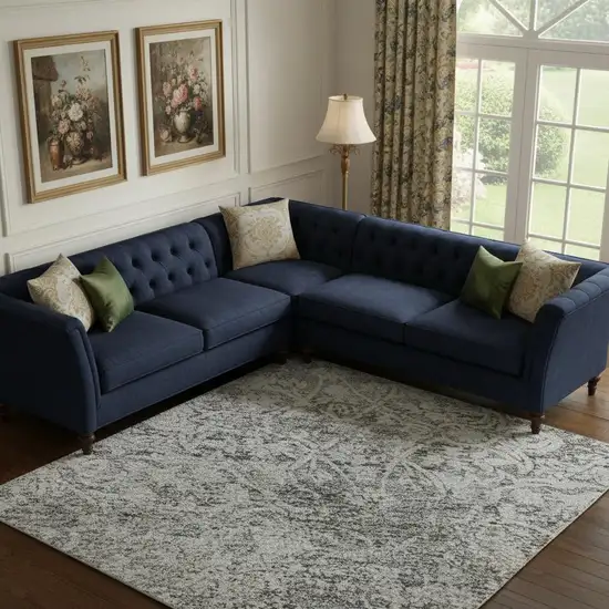 Gray And Ivory Oriental Washable Area Rug With UV Protection Photo 2