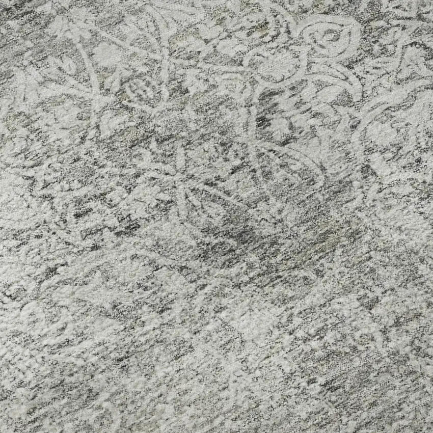 Gray And Ivory Oriental Washable Area Rug With UV Protection Photo 1