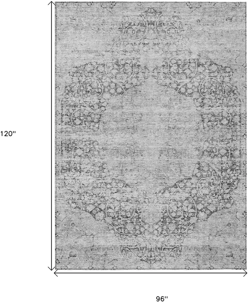 Gray And Ivory Oriental Washable Indoor Outdoor Area Rug Photo 7