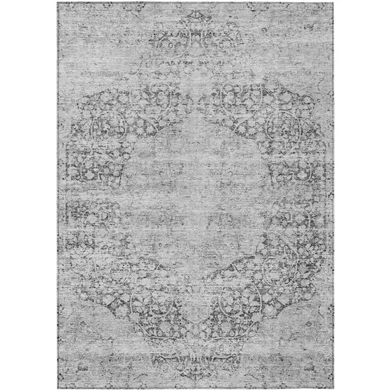 Gray And Ivory Oriental Washable Indoor Outdoor Area Rug Photo 2