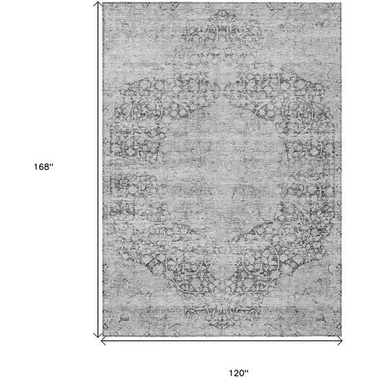 Gray And Ivory Oriental Washable Indoor Outdoor Area Rug Photo 7