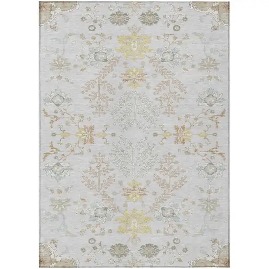 Gray And Ivory Oriental Washable Indoor Outdoor Area Rug Photo 2