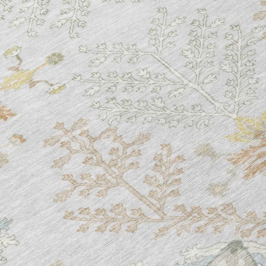 Gray And Ivory Oriental Washable Indoor Outdoor Area Rug Photo 8