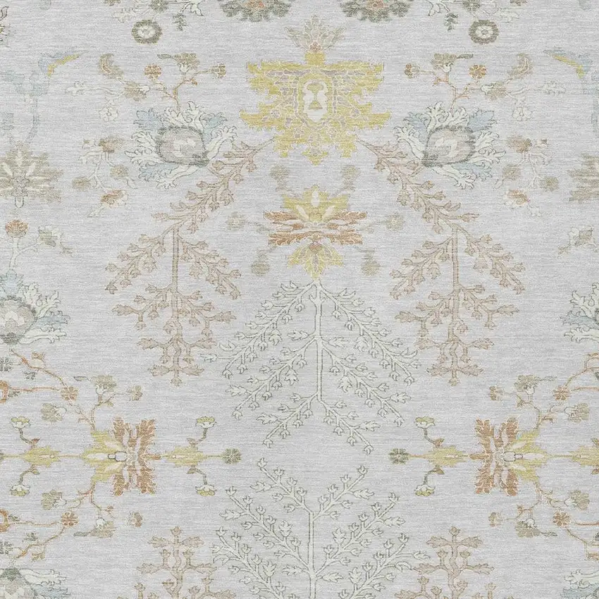 Gray And Ivory Oriental Washable Indoor Outdoor Area Rug Photo 3
