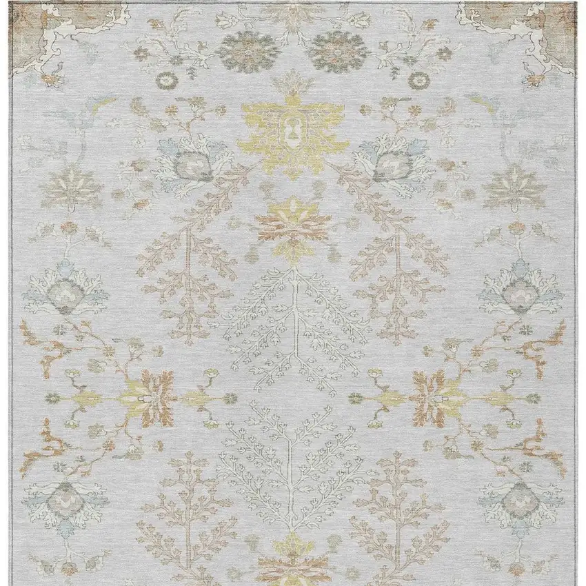 Gray And Ivory Oriental Washable Indoor Outdoor Area Rug Photo 6