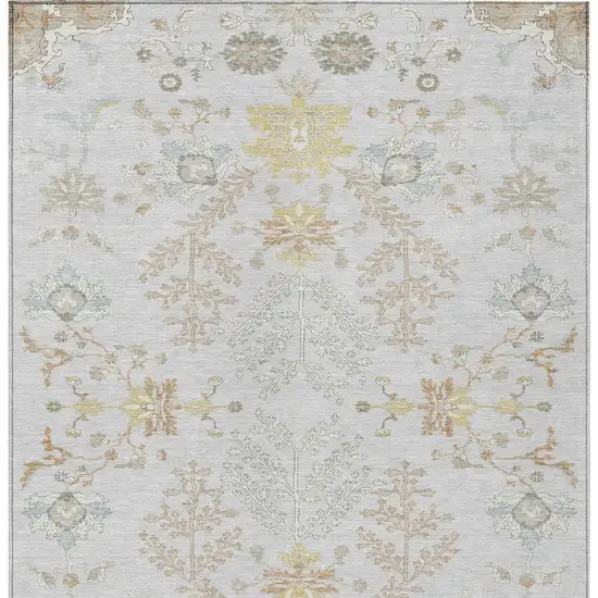 Gray And Ivory Oriental Washable Indoor Outdoor Area Rug Photo 6